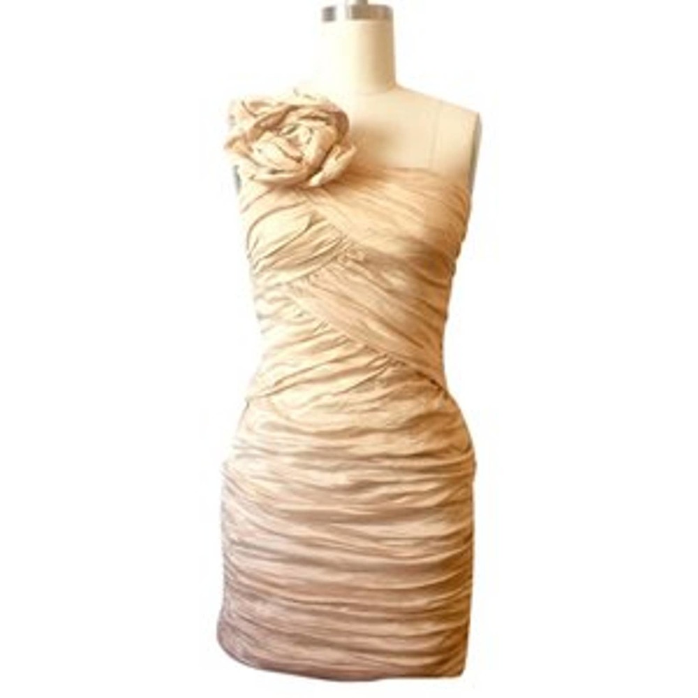 BCBG ruche one shoulder cocktail formal dress